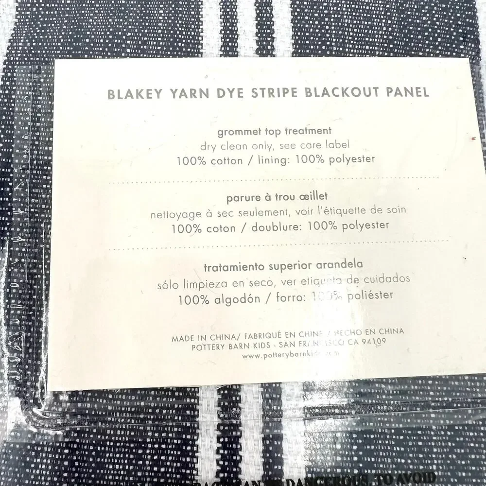 Pottery Barn Kids Blake Yarn dye Stripe Blackout Panel 44”x96”